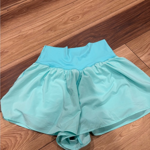Aerie Real Me Crossover High Rise Shorts in Teal/Light Blue - Picture 8 of 9